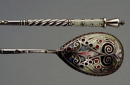 Russian Silver Enamel Teaspoons (Pair)